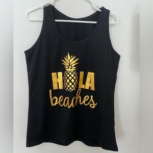 Hola Beaches brand new black & gold tank top.